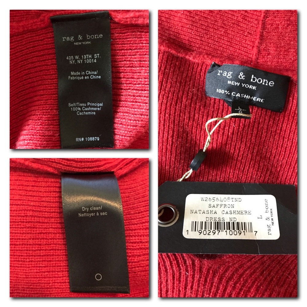 🚨SOLD🚨rag & bone Red ‘Natasha’ Cashmere Dress L - Picture 8 of 8